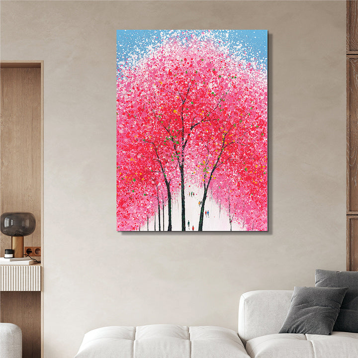 Cherry Blossom Glow – Handveredelter Kunstdruck auf Leinwand