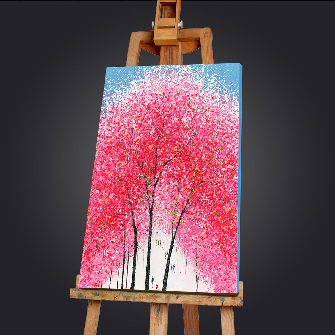 Cherry Blossom Glow – Handveredelter Kunstdruck auf Leinwand