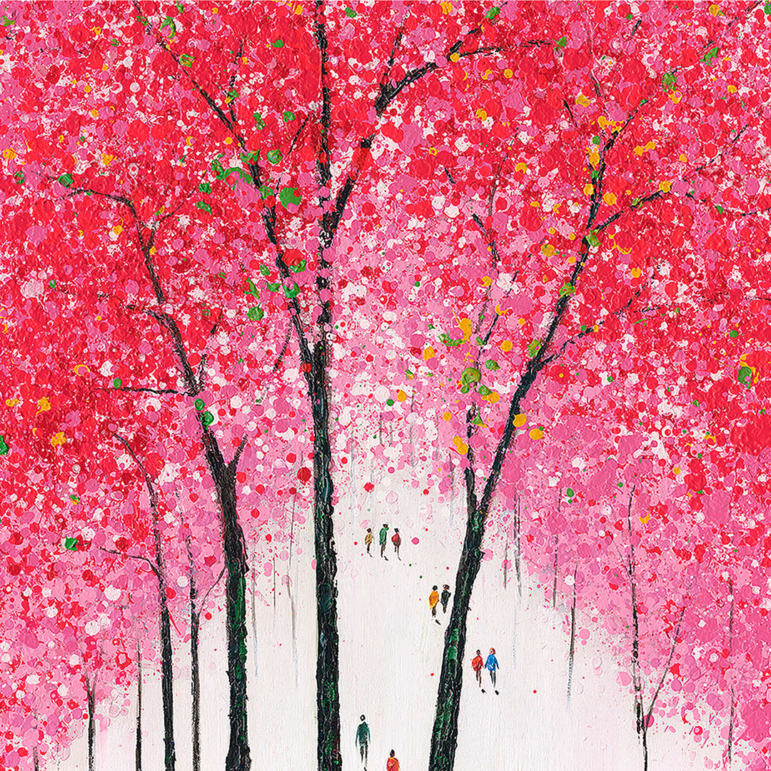 Cherry Blossom Glow – Handveredelter Kunstdruck auf Leinwand
