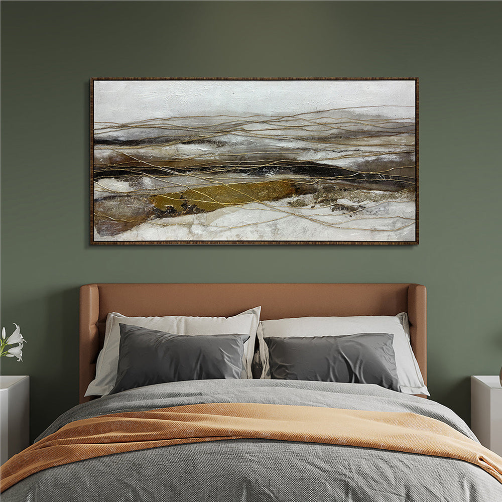 Golden Flow – Handveredelter Kunstdruck auf Leinwand