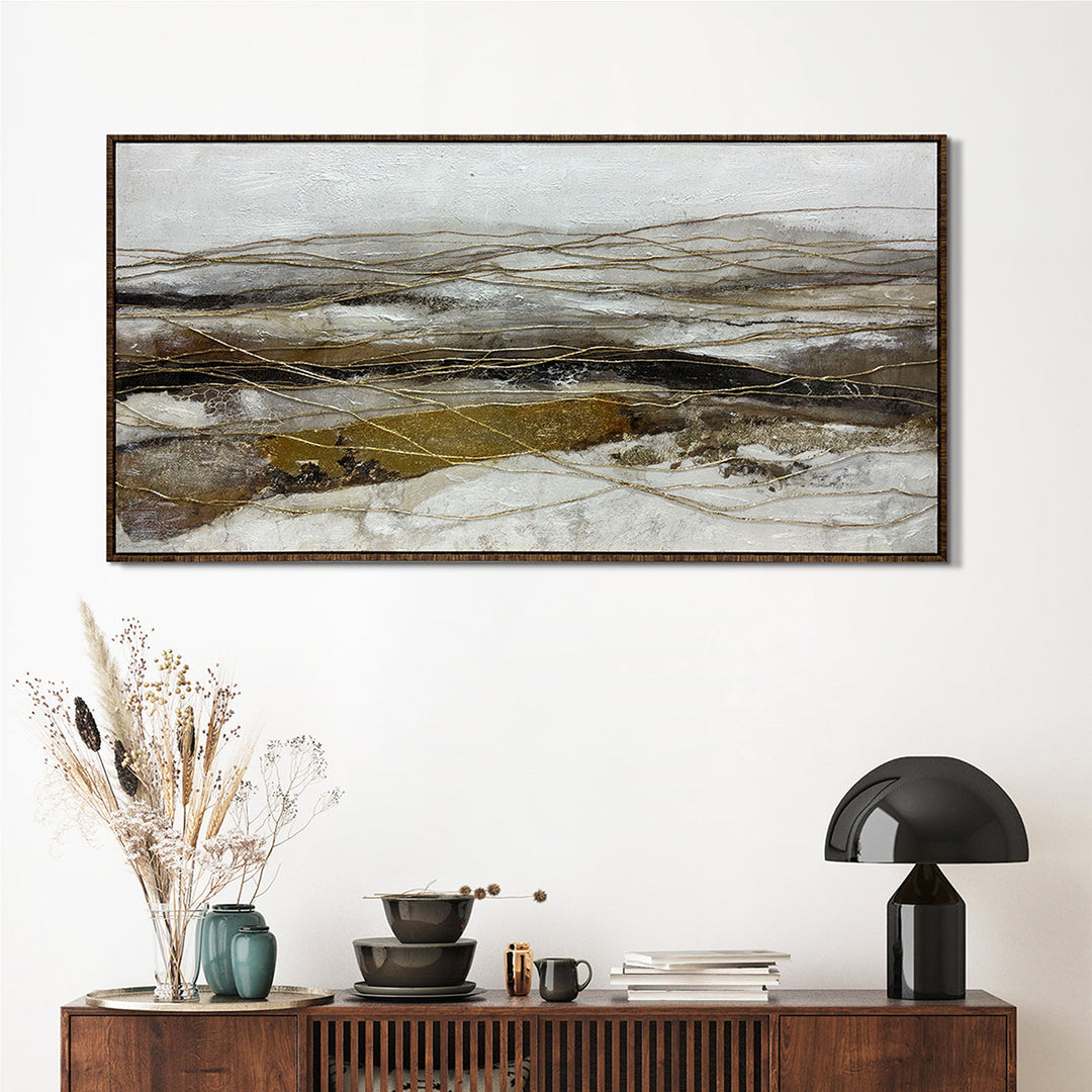 Golden Flow – Handveredelter Kunstdruck auf Leinwand