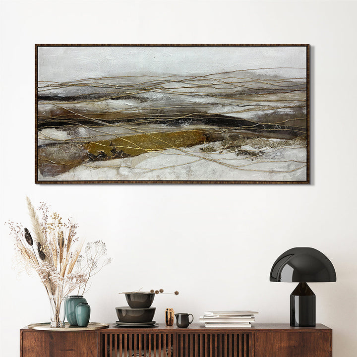 Golden Flow – Handveredelter Kunstdruck auf Leinwand