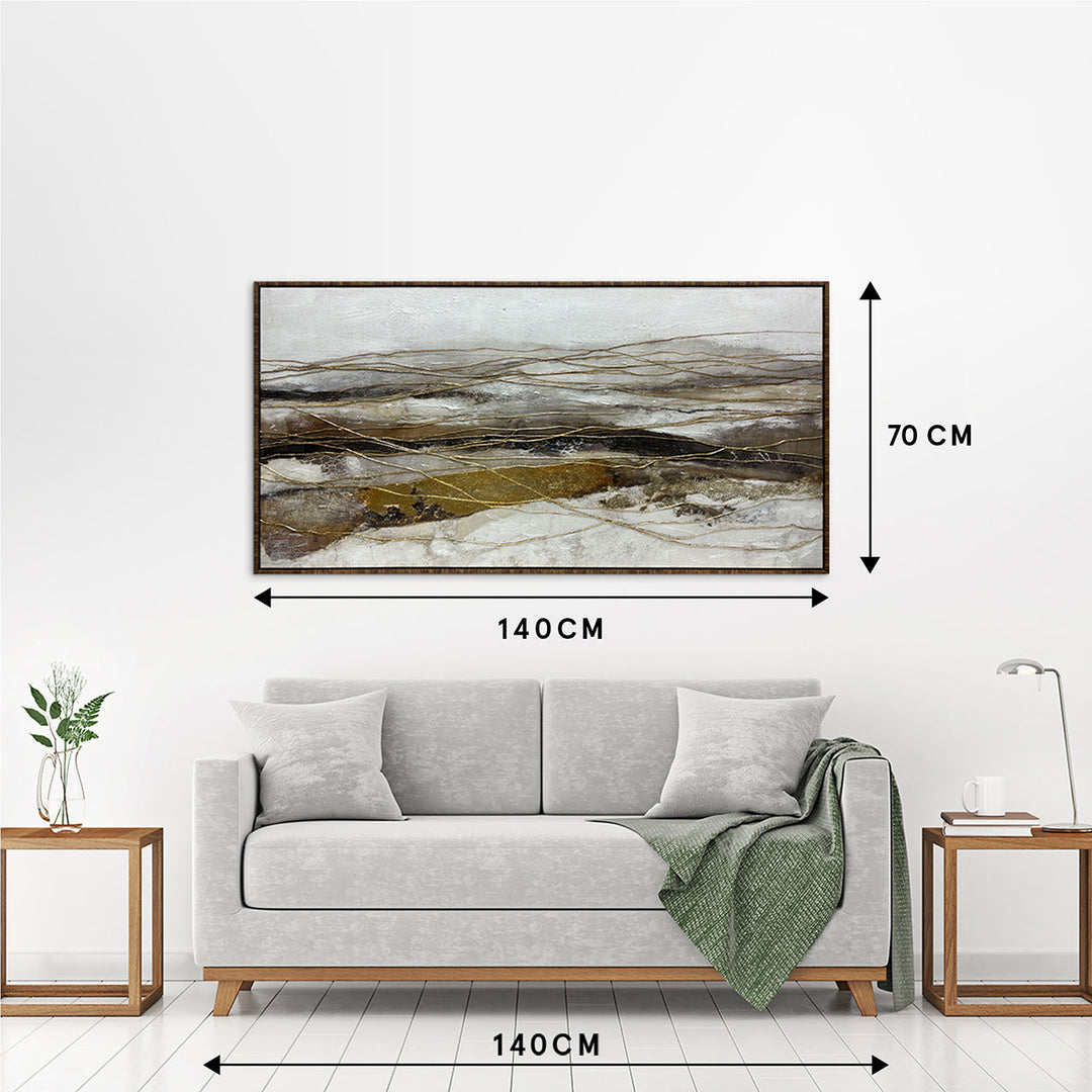 Golden Flow – Handveredelter Kunstdruck auf Leinwand
