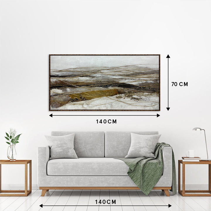 Golden Flow – Handveredelter Kunstdruck auf Leinwand