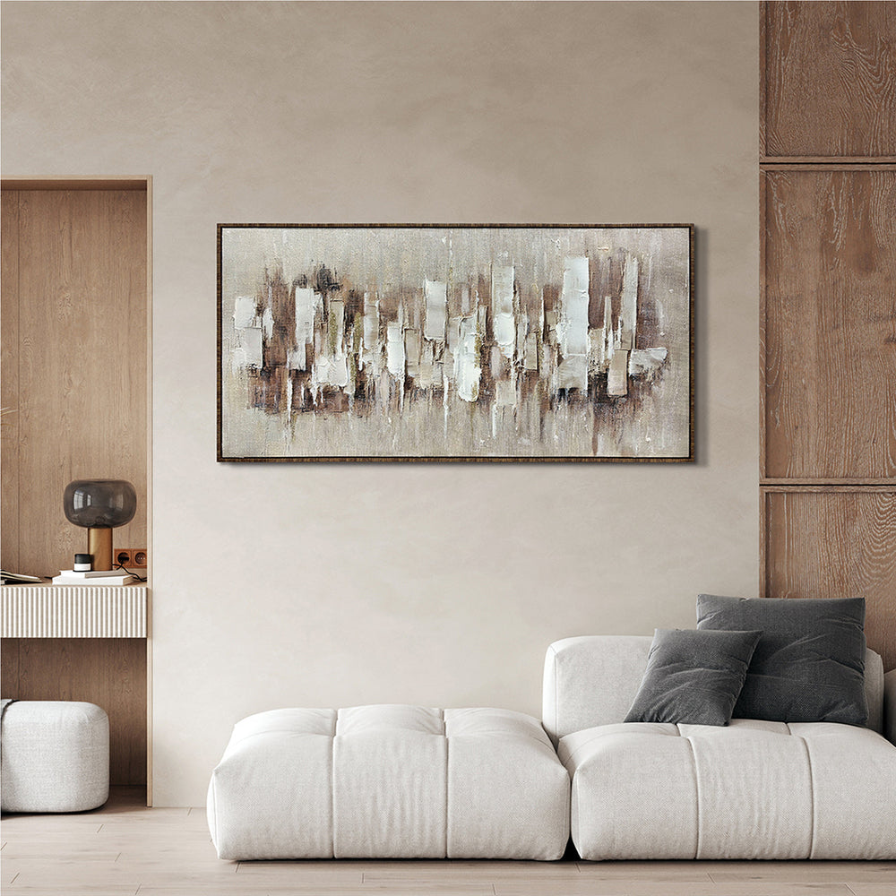 Skyline in Sand – Handveredelter Kunstdruck auf Leinwand