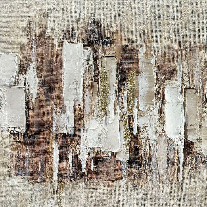 Skyline in Sand – Handveredelter Kunstdruck auf Leinwand