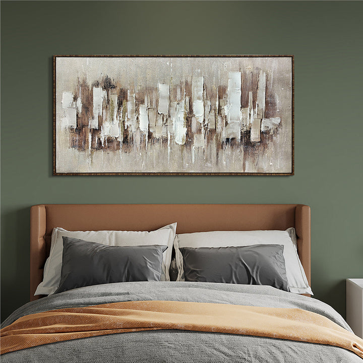 Skyline in Sand – Handveredelter Kunstdruck auf Leinwand