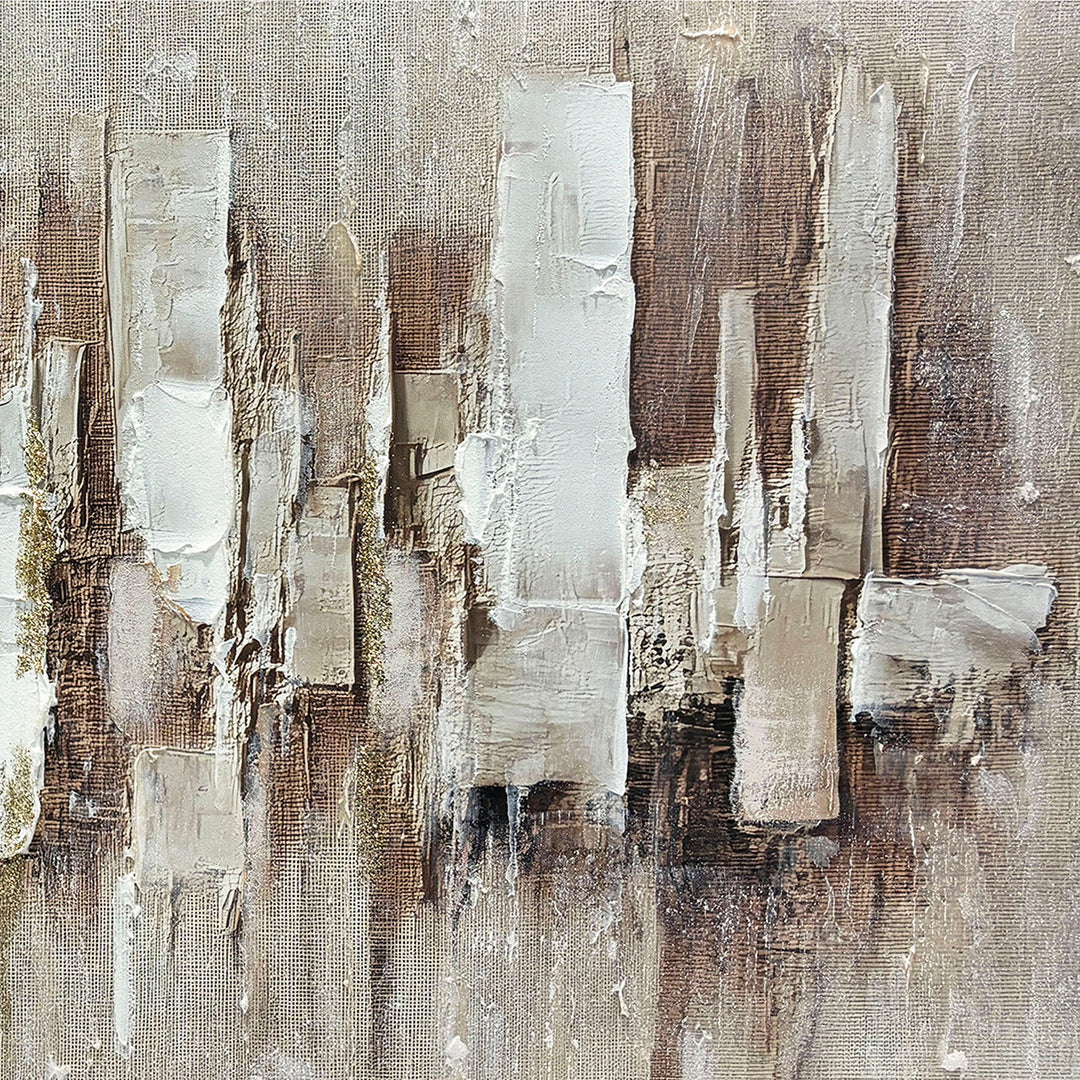 Skyline in Sand – Handveredelter Kunstdruck auf Leinwand