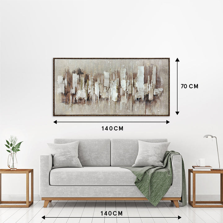 Skyline in Sand – Handveredelter Kunstdruck auf Leinwand