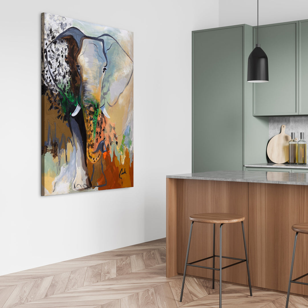 Gade | "Elephant Domain" – Wandbild Elefant handgemalt, Hochformat