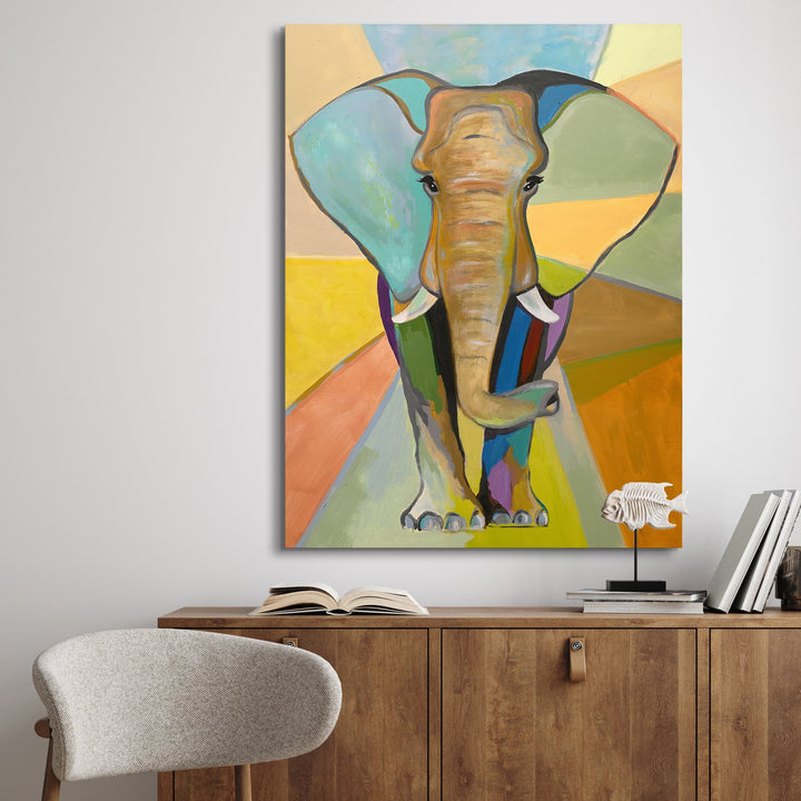 Gade | "Elephant Focus" – Wandbild Elefant handgemalt, Hochformat