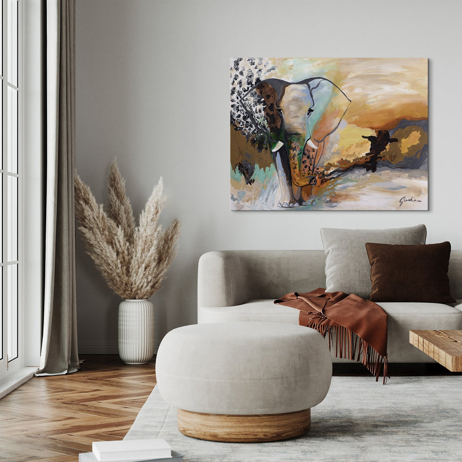 Elephant Earth – Wandbild Elefant handgemalt