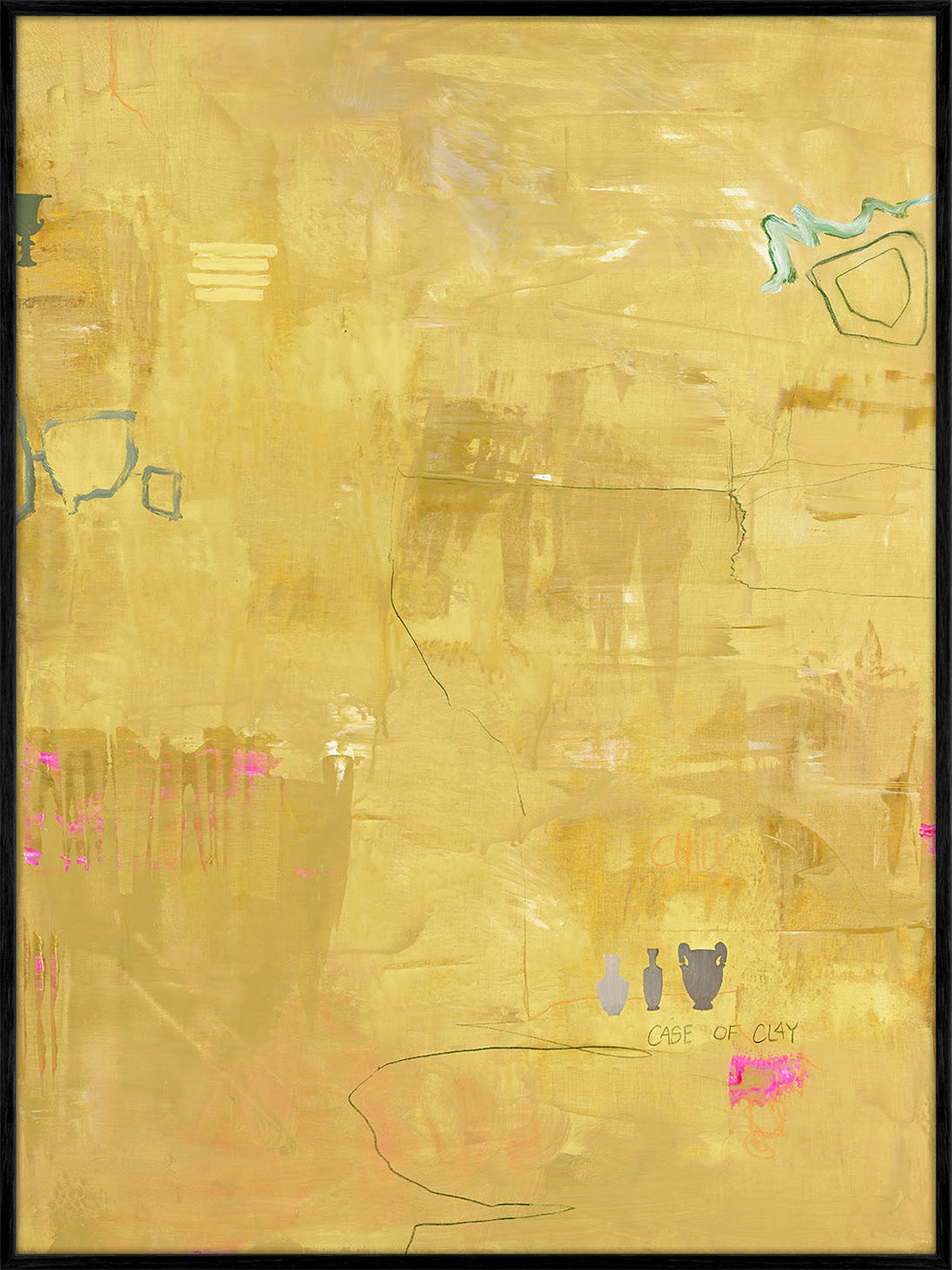 Yellow Petite – Abstraktes Wandbild handgemalt, Hochformat