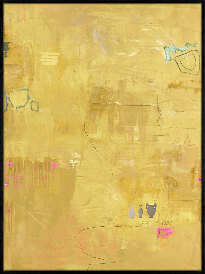 Yellow Petite – Abstraktes Wandbild handgemalt, Hochformat