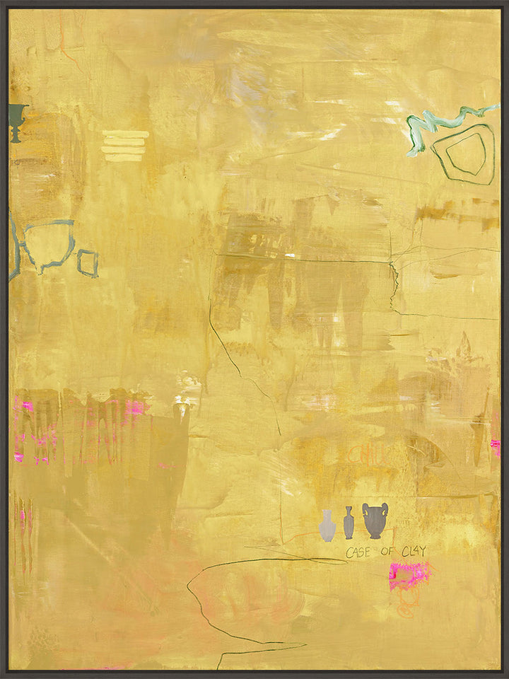 Yellow Petite – Abstraktes Wandbild handgemalt, Hochformat