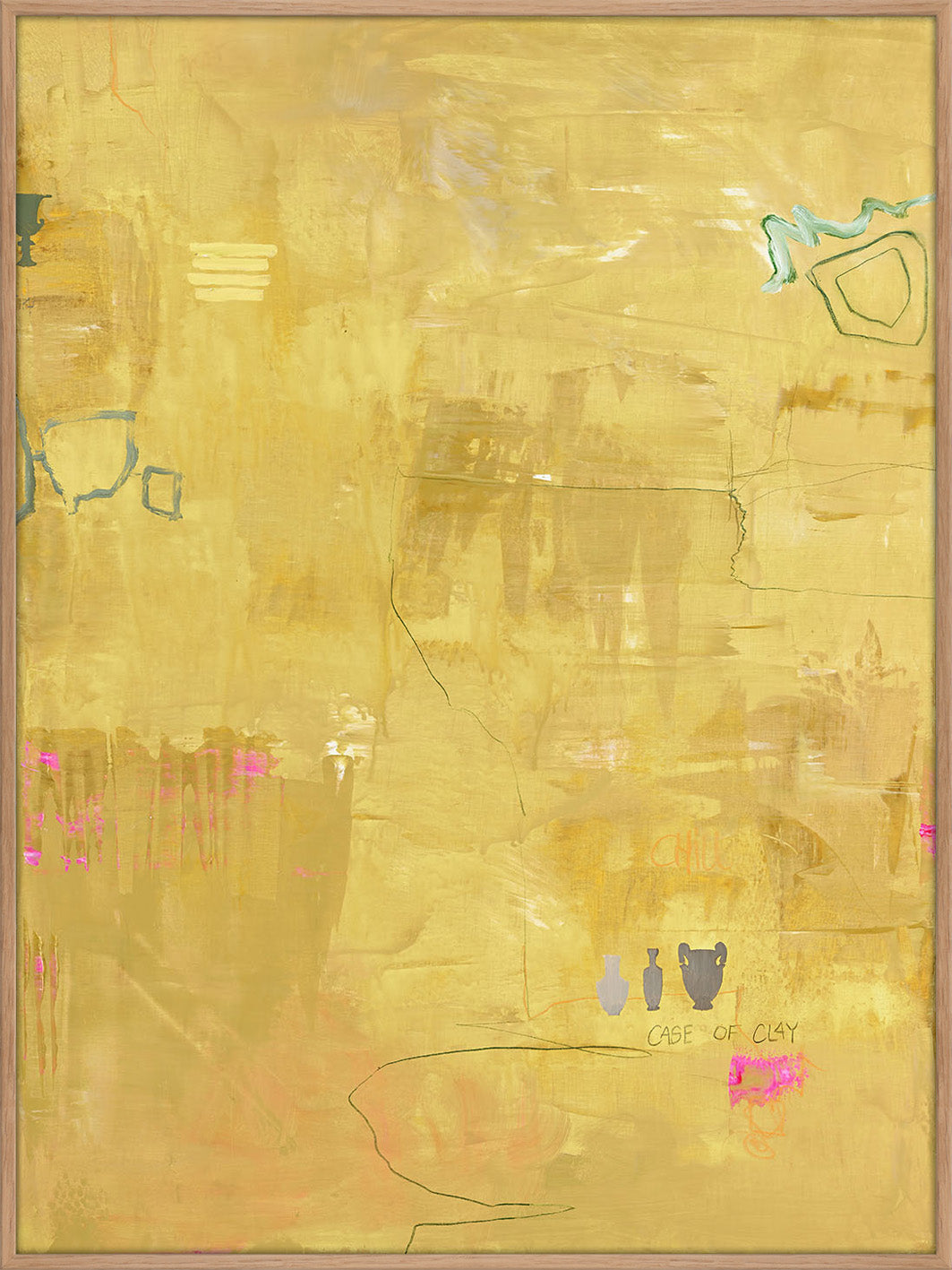 Yellow Petite – Abstraktes Wandbild handgemalt, Hochformat