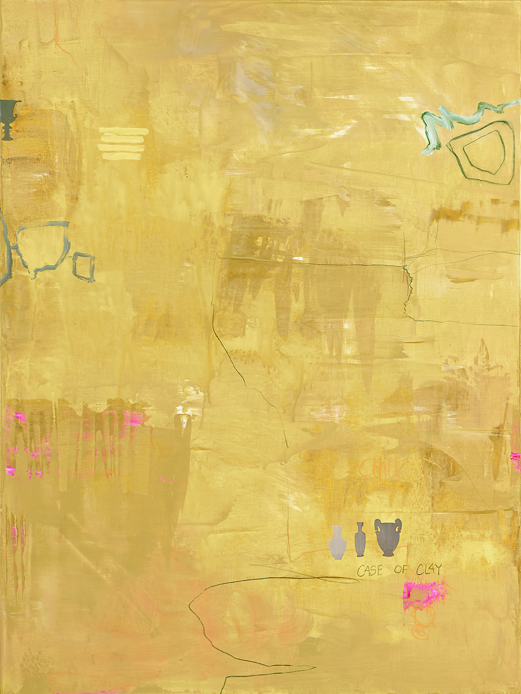 Yellow Petite – Abstraktes Wandbild handgemalt, Hochformat
