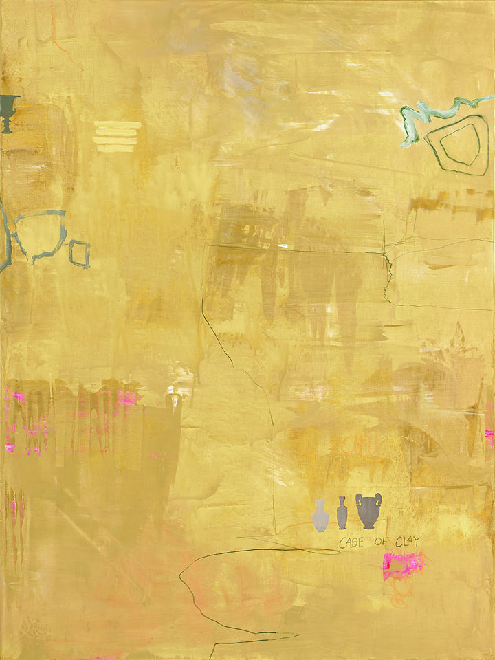 Yellow Petite – Abstraktes Wandbild handgemalt, Hochformat