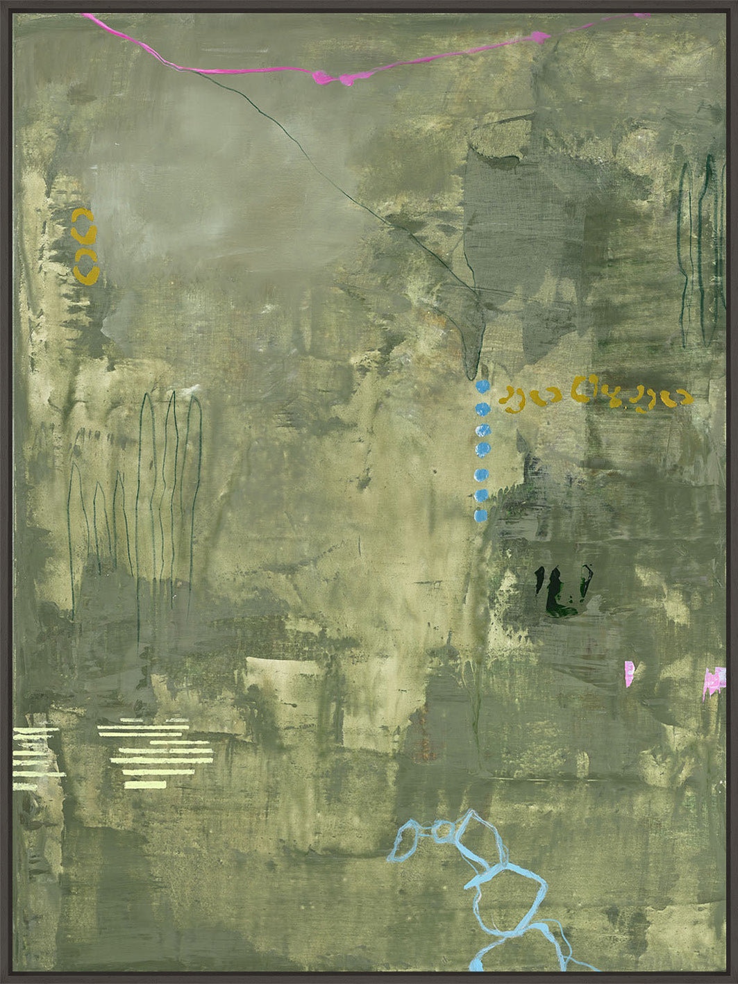 Green Petite – Abstraktes Wandbild handgemalt, Hochformat