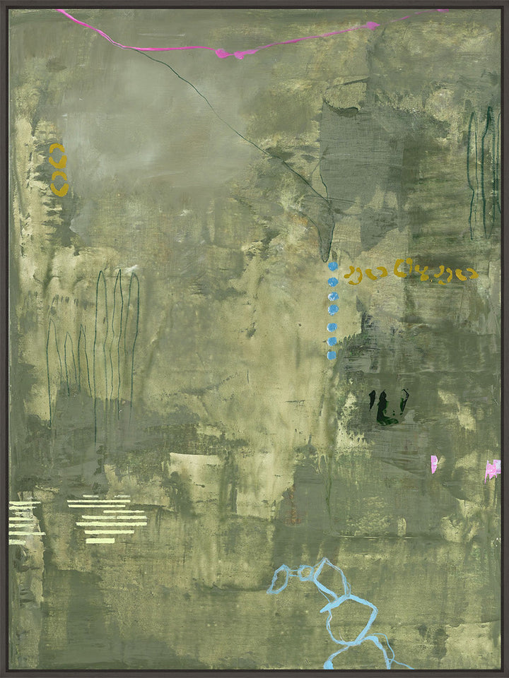 Green Petite – Abstraktes Wandbild handgemalt, Hochformat