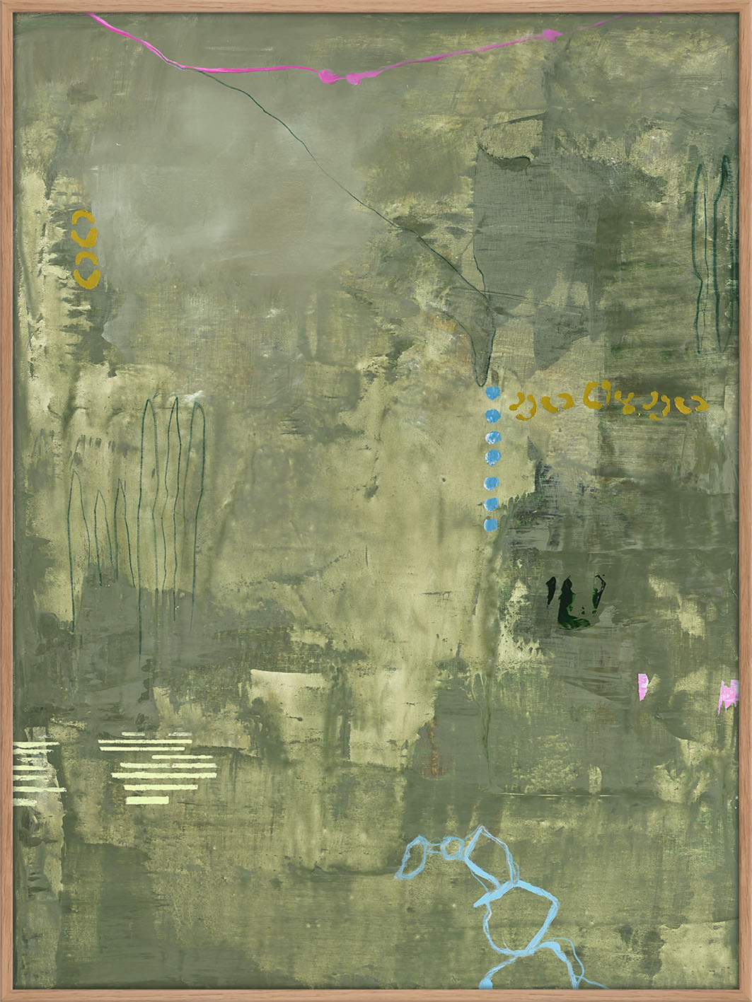 Green Petite – Abstraktes Wandbild handgemalt, Hochformat