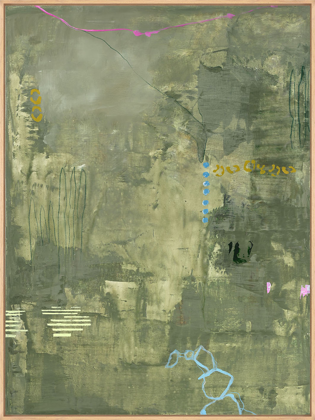 Green Petite – Abstraktes Wandbild handgemalt, Hochformat