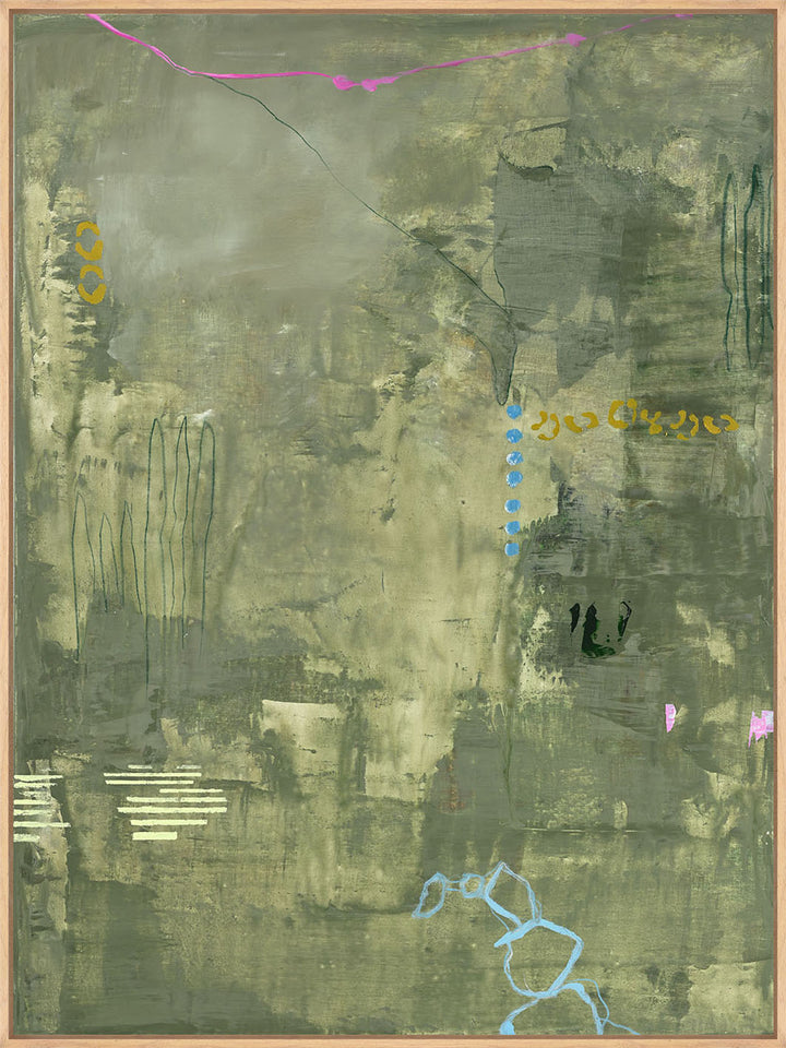 Green Petite – Abstraktes Wandbild handgemalt, Hochformat