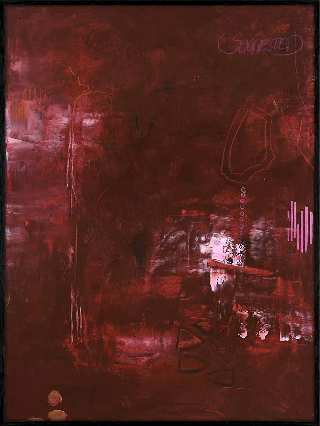 Invisible Red – Abstraktes Wandbild handgemalt, Hochformat