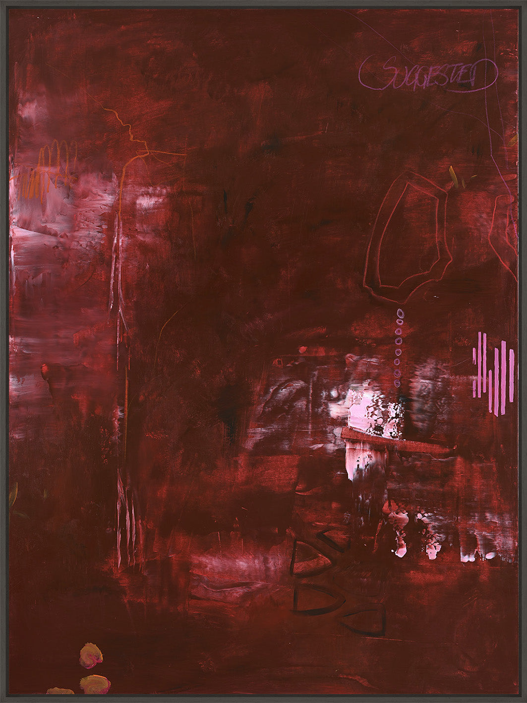 Invisible Red – Abstraktes Wandbild handgemalt, Hochformat