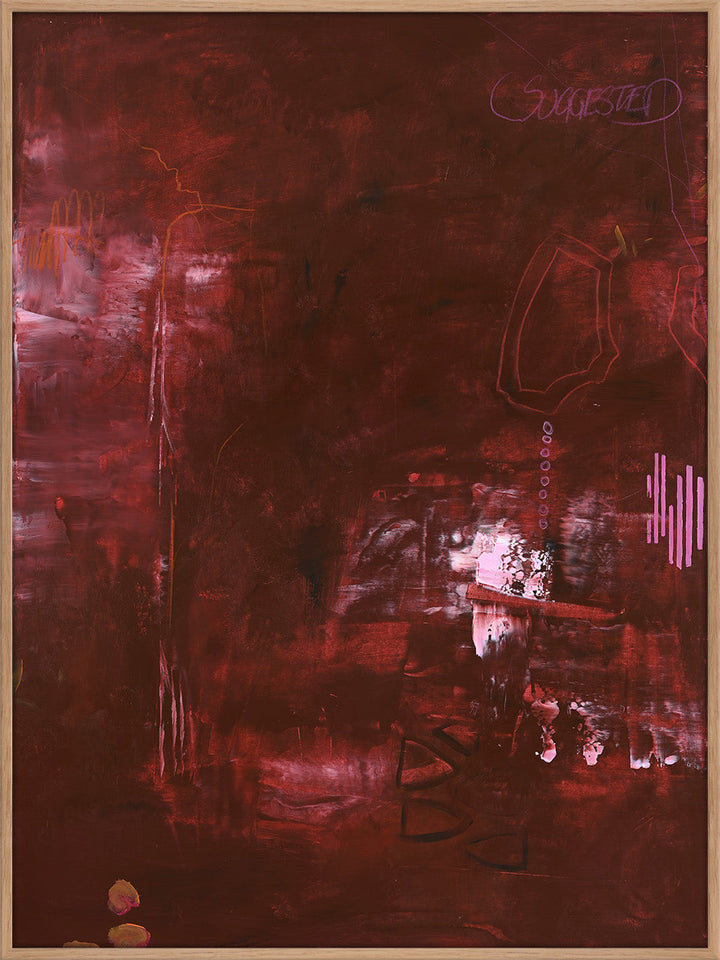 Invisible Red – Abstraktes Wandbild handgemalt, Hochformat