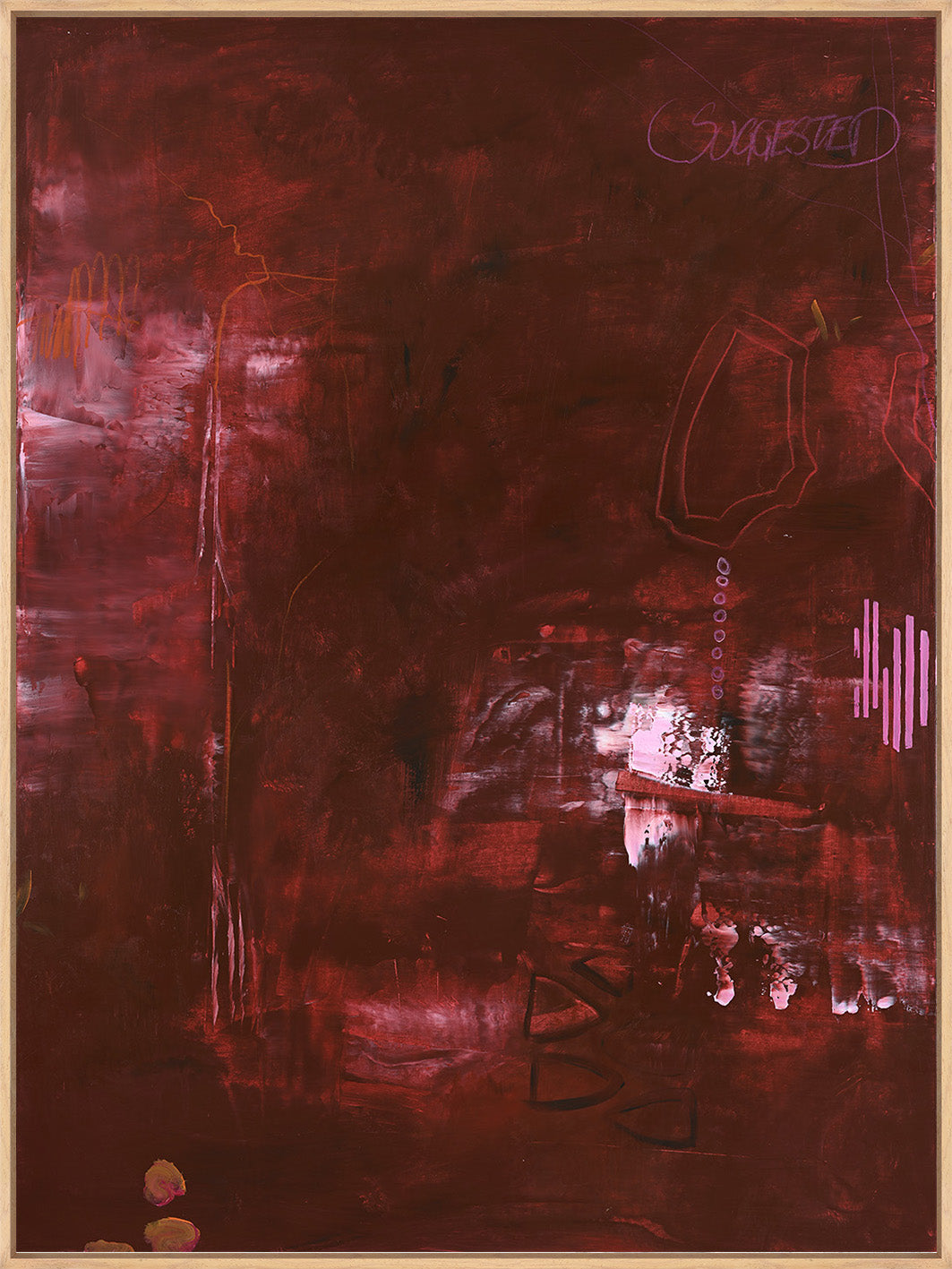 Invisible Red – Abstraktes Wandbild handgemalt, Hochformat