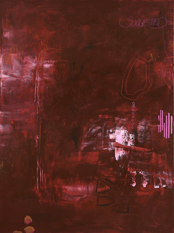 Invisible Red – Abstraktes Wandbild handgemalt, Hochformat