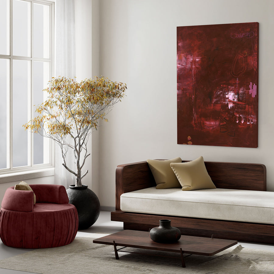 Invisible Red – Abstraktes Wandbild handgemalt