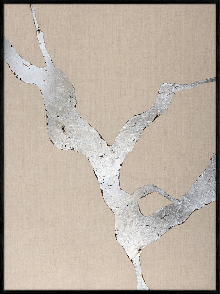 Wild Horizon Silver – Abstraktes Wandbild handgemalt, Hochformat