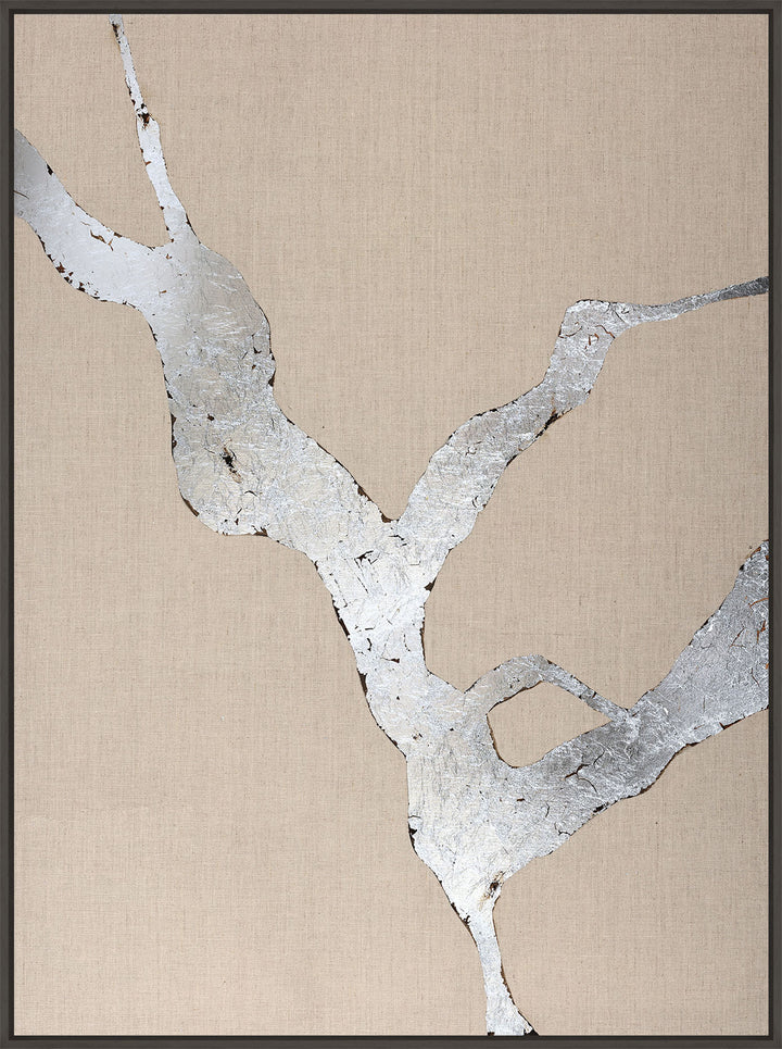 Wild Horizon Silver – Abstraktes Wandbild handgemalt, Hochformat