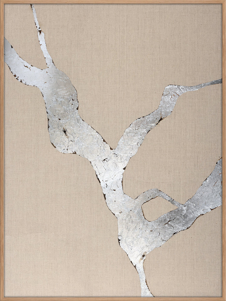 Wild Horizon Silver – Abstraktes Wandbild handgemalt, Hochformat