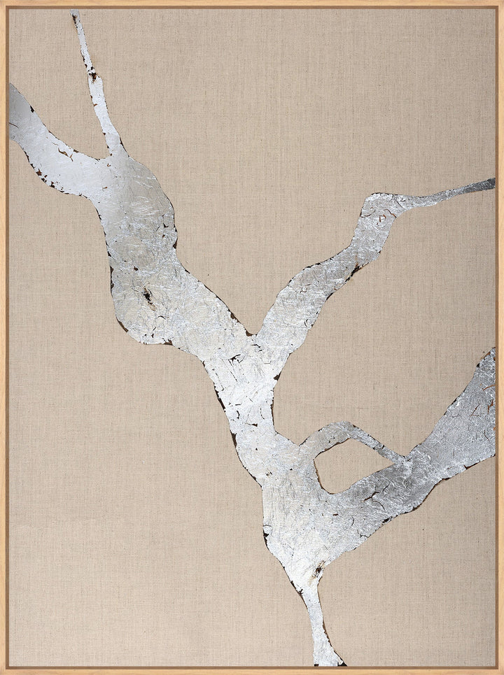 Wild Horizon Silver – Abstraktes Wandbild handgemalt, Hochformat