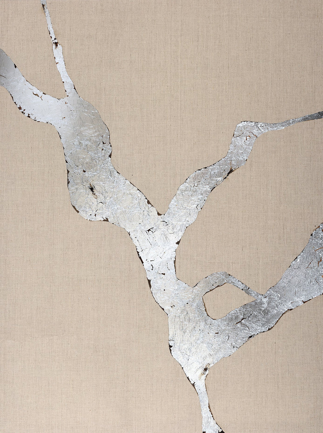 Wild Horizon Silver – Abstraktes Wandbild handgemalt, Hochformat