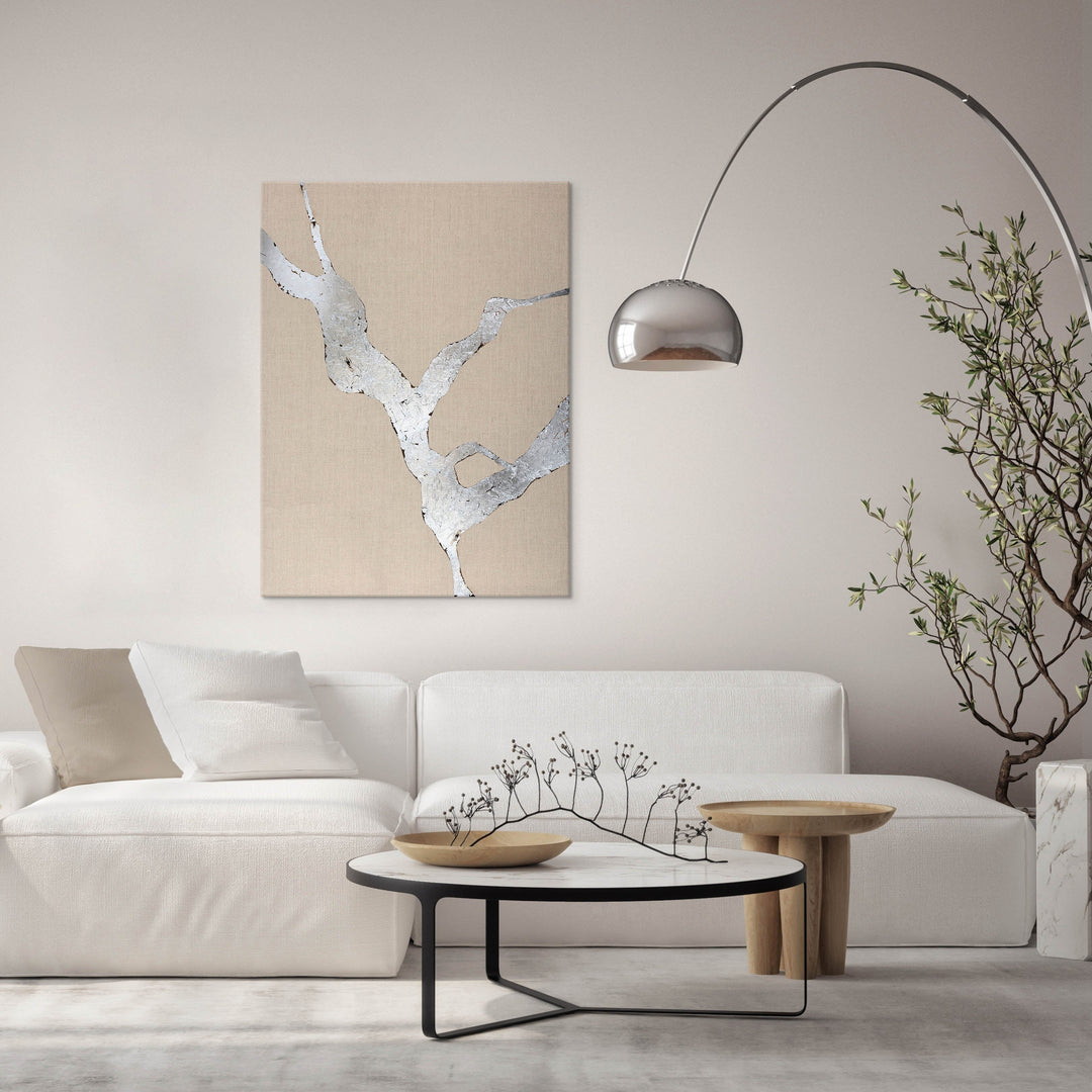 Wild Horizon Silver – Abstraktes Wandbild handgemalt