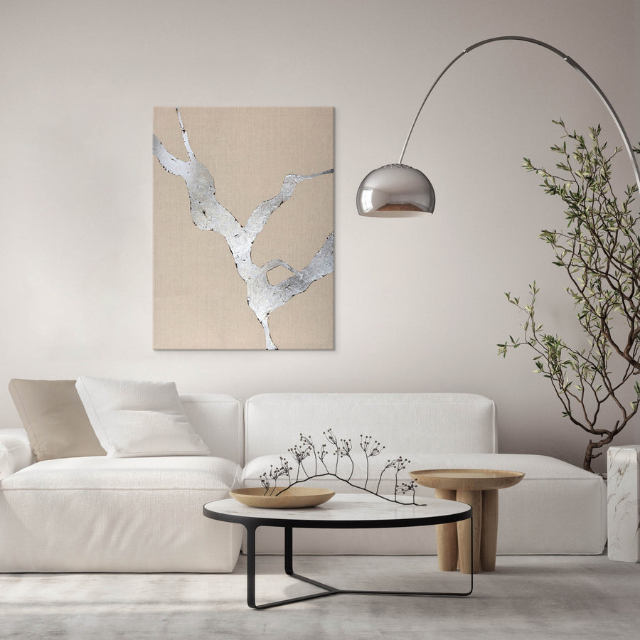 Wild Horizon Silver – Abstraktes Wandbild handgemalt