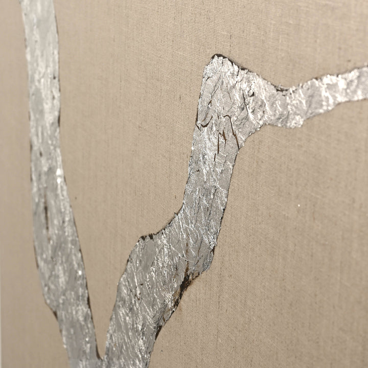 Wild Horizon Silver – Abstraktes Wandbild handgemalt