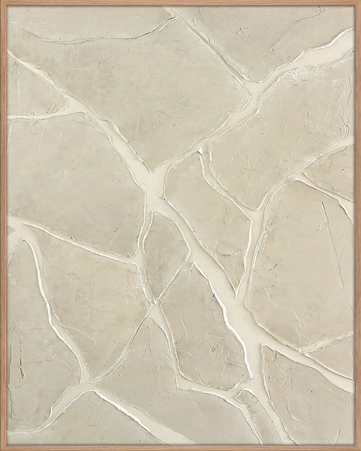 White Trace – Skandinavisches Wandbild mit Eichenrahmen, Hochformat
