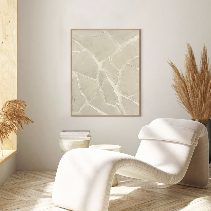 White Trace – Skandinavisches Wandbild mit Eichenrahmen