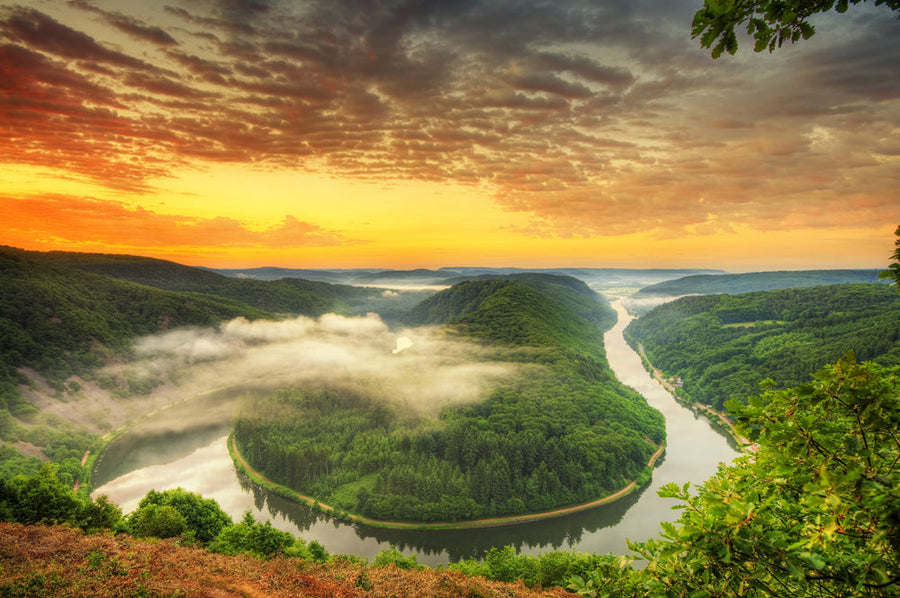 Akustikbild Slim Saarschleife (80 x 120 cm) – Handveredelter Kunstdruck auf Leinwand