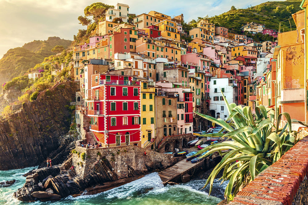 Akustikbild Slim Riomaggiore Riviera – Handveredelter Kunstdruck auf Leinwand