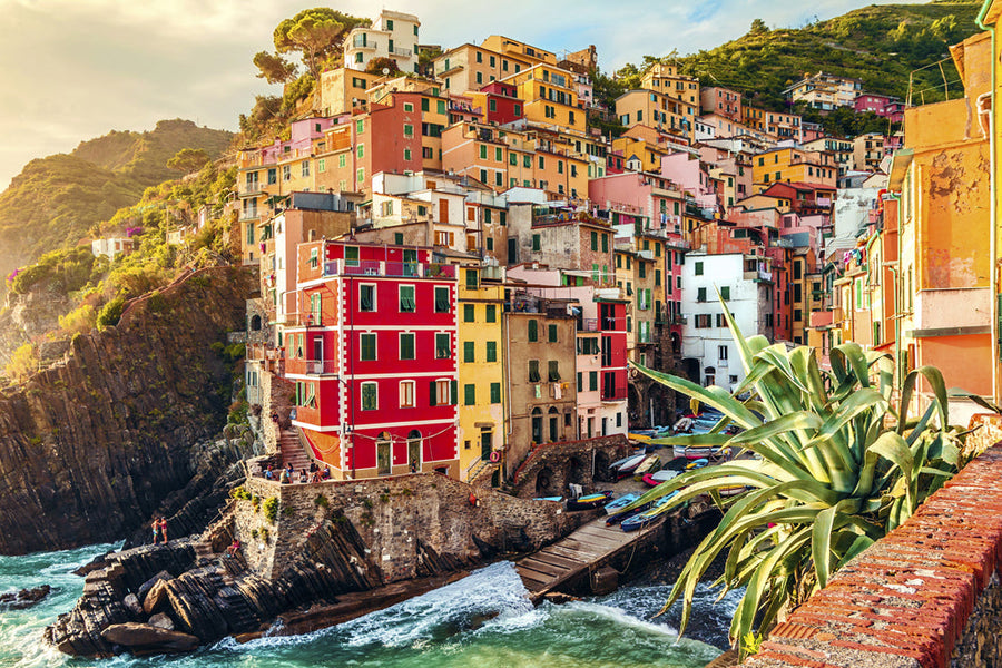 Akustikbild Slim Riomaggiore Riviera – Handveredelter Kunstdruck auf Leinwand