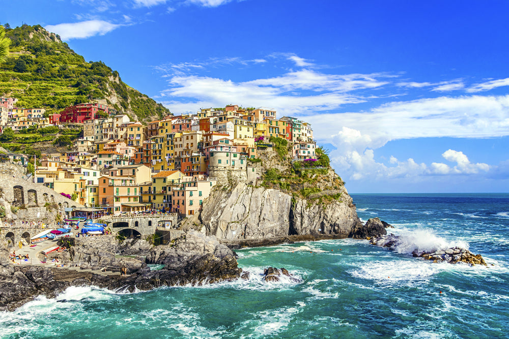 Akustikbild Slim Manarola, Riviera 1 (80 x 120 cm) – Handveredelter Kunstdruck auf Leinwand