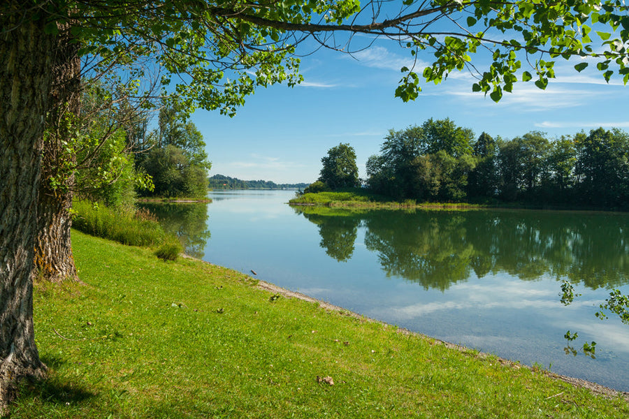 Akustikbild Slim Ruhiger Flußlauf (80 x 120 cm) – Handveredelter Kunstdruck auf Leinwand