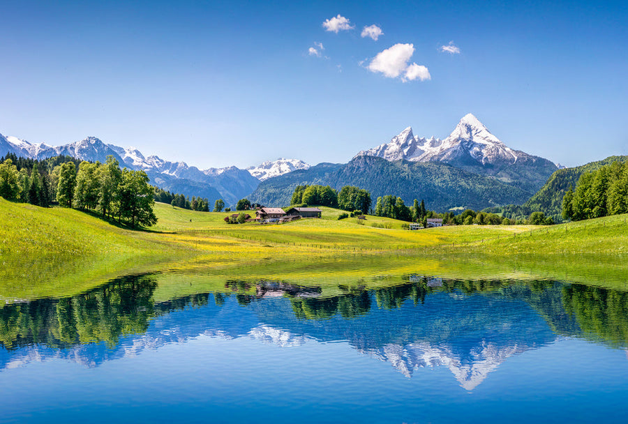 Akustikbild Slim Alpensee (80 x 120 cm) – Handveredelter Kunstdruck auf Leinwand