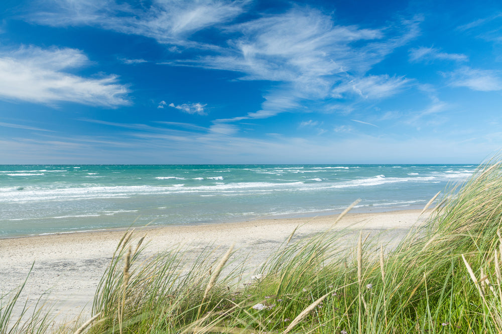 Akustikbild Slim Nordseestrand (80 x 120 cm) – Handveredelter Kunstdruck auf Leinwand